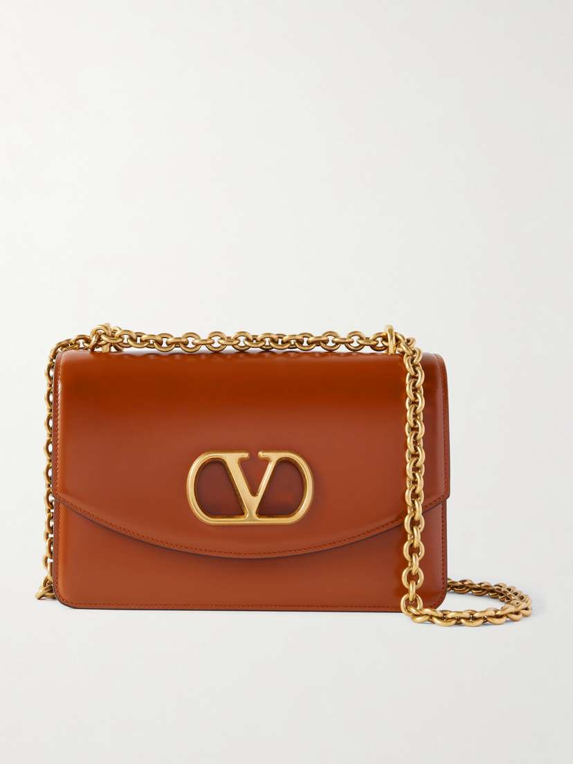 Valentino Garavani Vain Glossed-leather Shoulder Bag