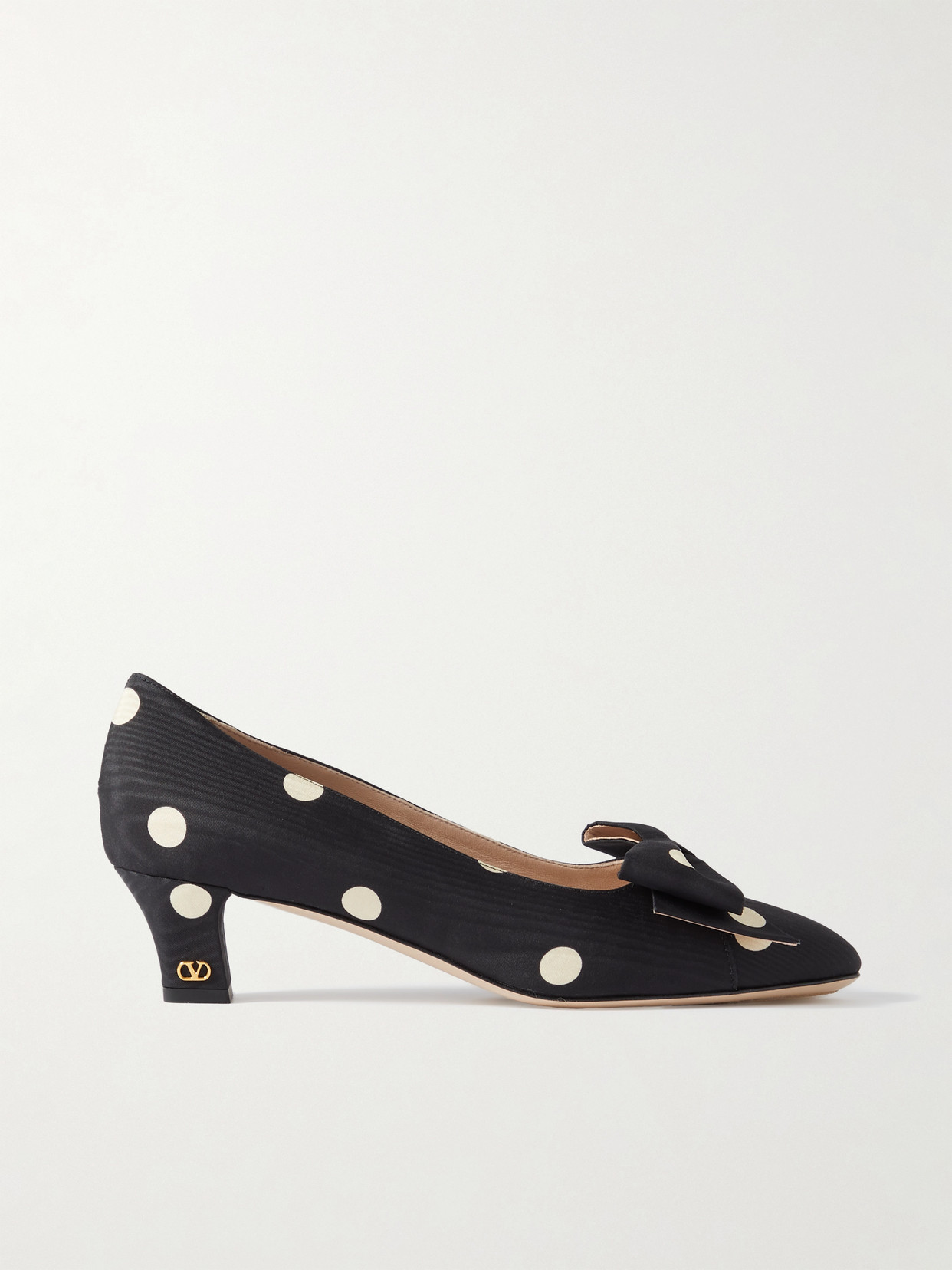 Valentino Polka Dot Satin Bow Pumps In Black