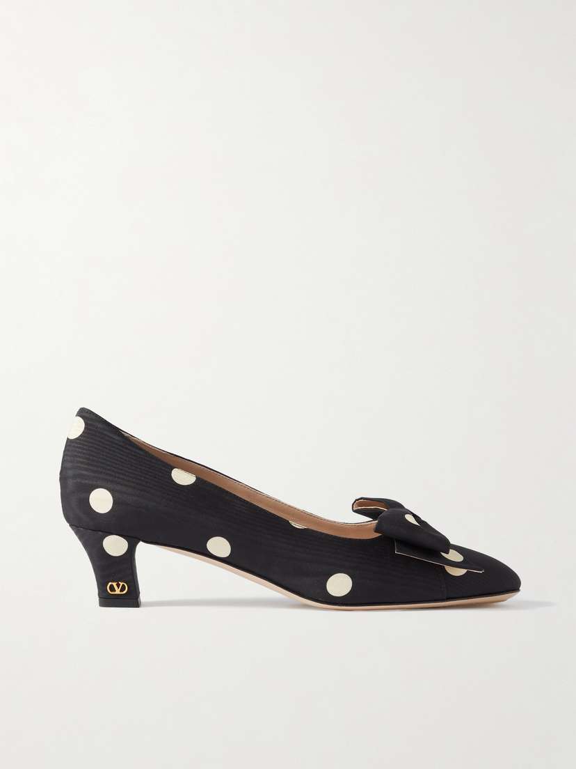 Valentino Garavani Bowow 45 Polka-dot Moire Pumps