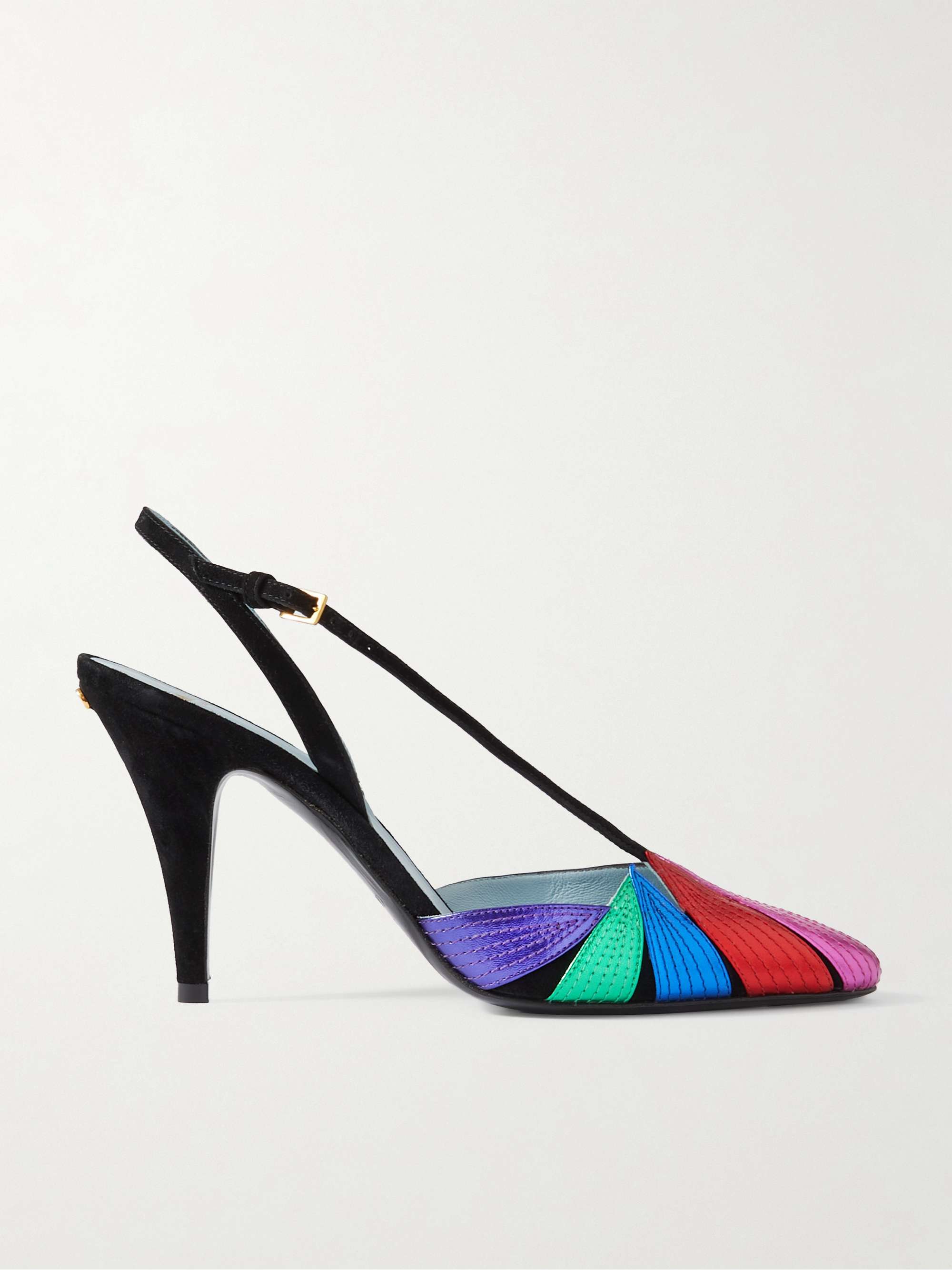 VALENTINO GARAVANI 90 appliquéd metallic leather-trimmed
