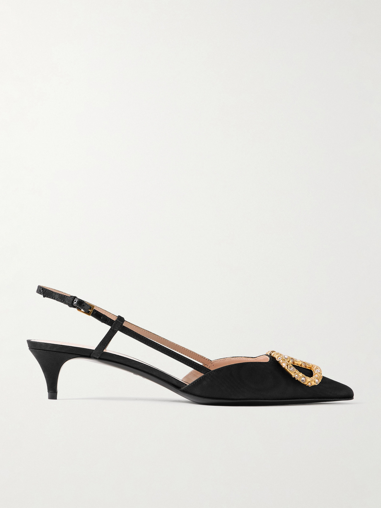 Shop Valentino Vlogo 40 Moire Slingback Pumps In Black