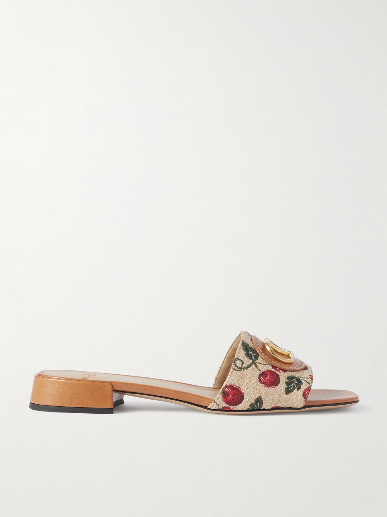 Valentino Garavani Natural Leather And Cotton Flats In Neutrals