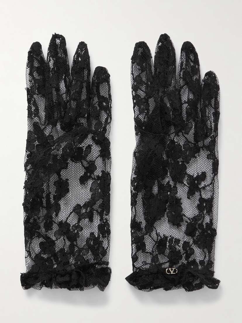 Valentino Garavani Ruffled Cotton-blend Corded Lace Gloves