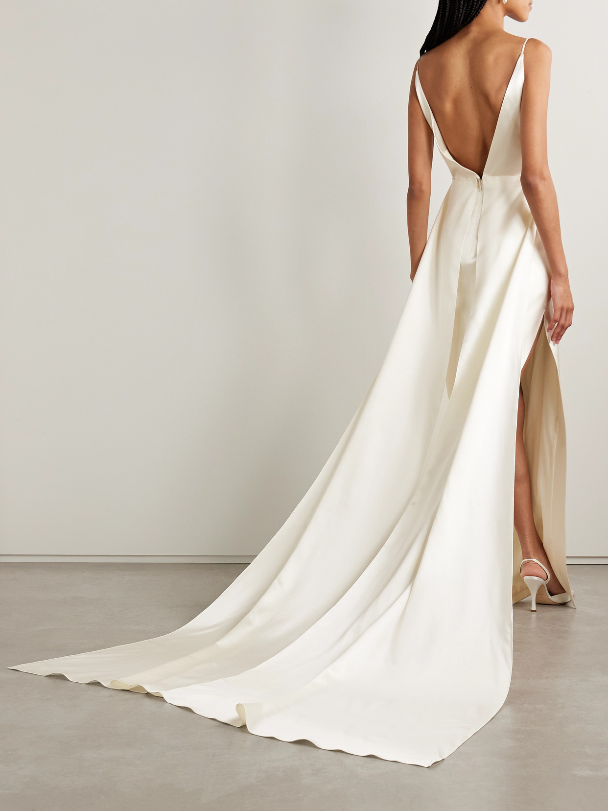 Danielle Frankel Emerson Silk And Wool-blend Satin Gown In White