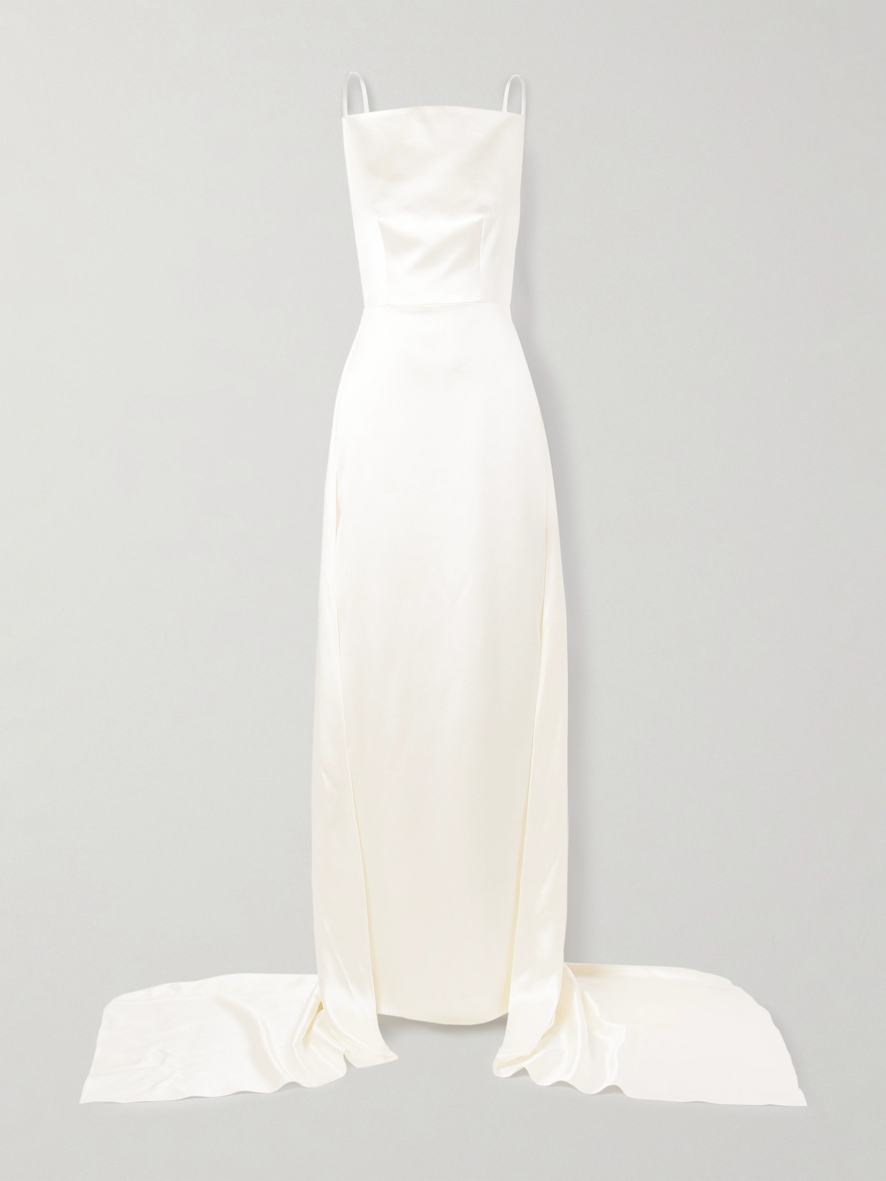 Danielle Frankel Emerson Silk And Wool-blend Satin Gown In White