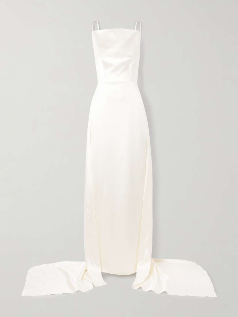 Danielle Frankel Emerson Silk And Wool-blend Satin Gown