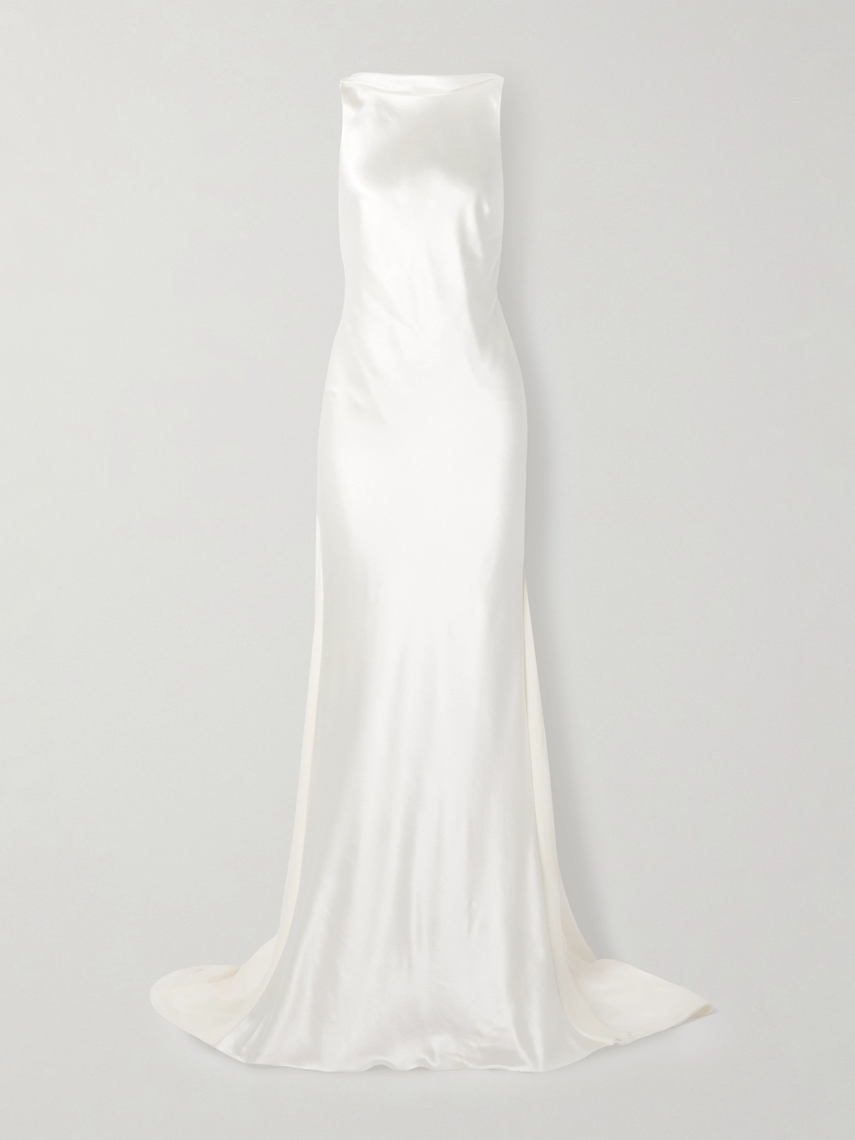 Danielle Frankel Arlo Open-back Silk Chiffon-trimmed Silk And Wool-blend Satin Gown