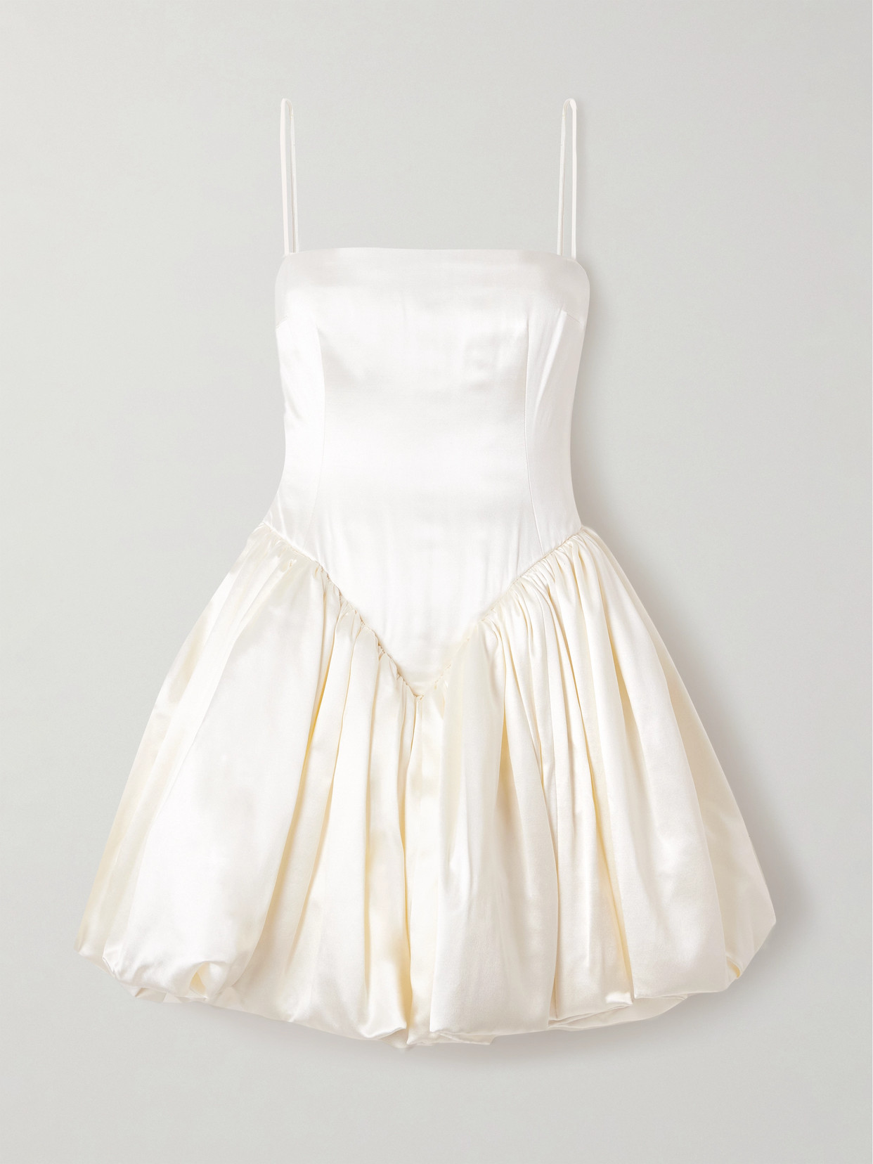 Danielle Frankel Bridie Gathered Silk And Wool-blend Satin Bustier Mini Dress
