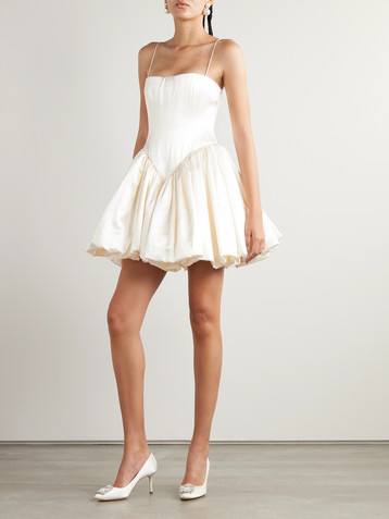 Danielle Frankel Bridie gathered silk and wool-blend satin bustier mini dress