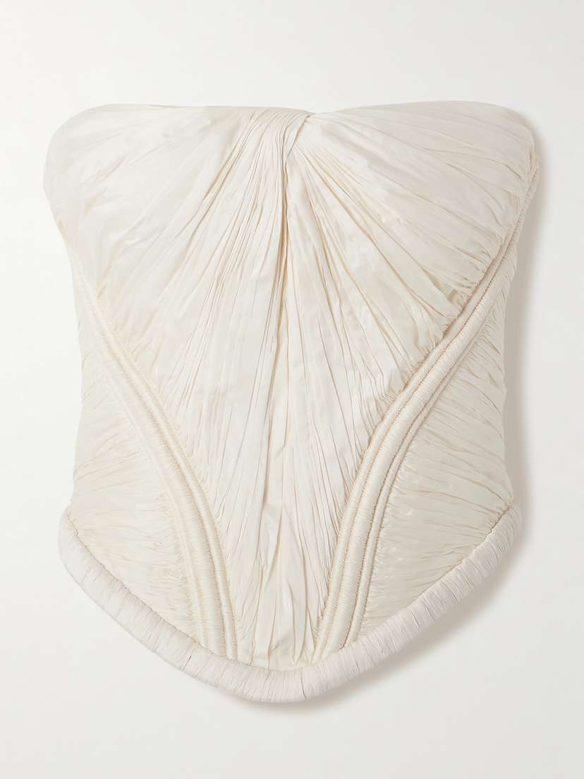 Danielle Frankel Priscilla Strapless Gathered Taffeta Bustier Top