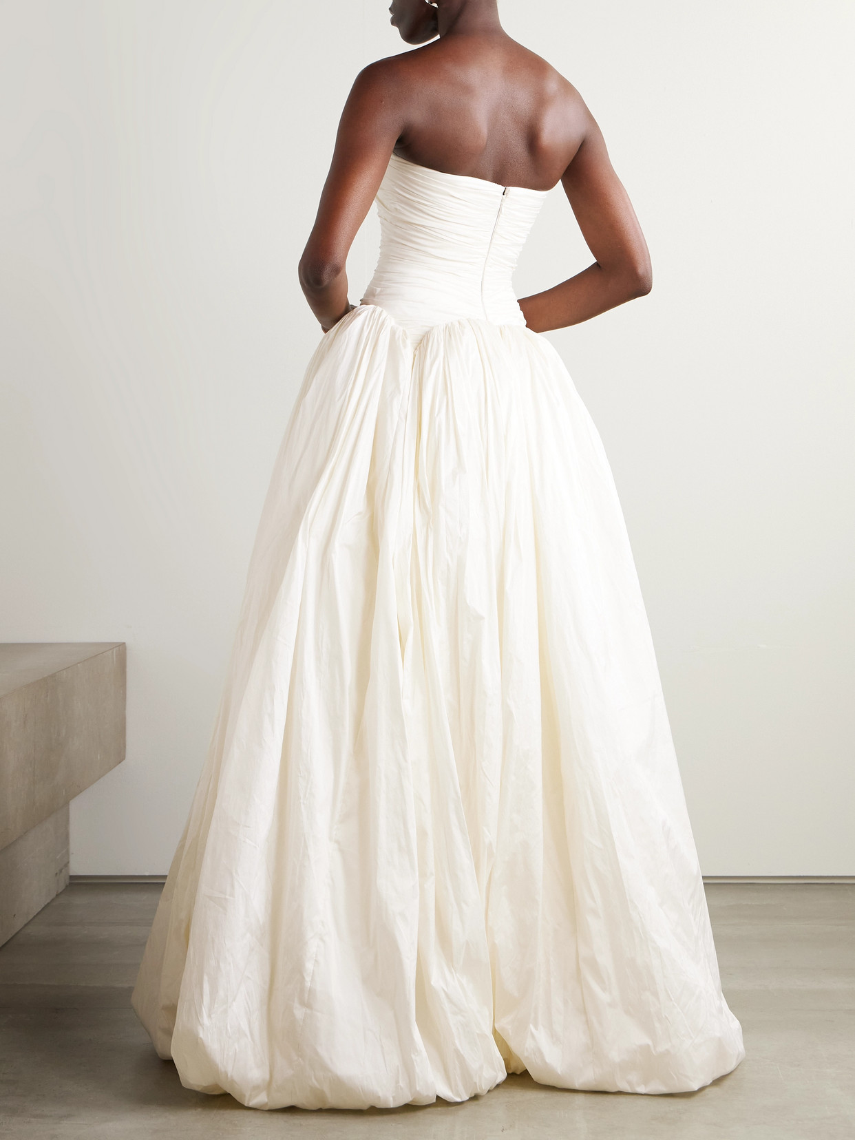 Danielle Frankel Drew Strapless Taffeta Gown In White