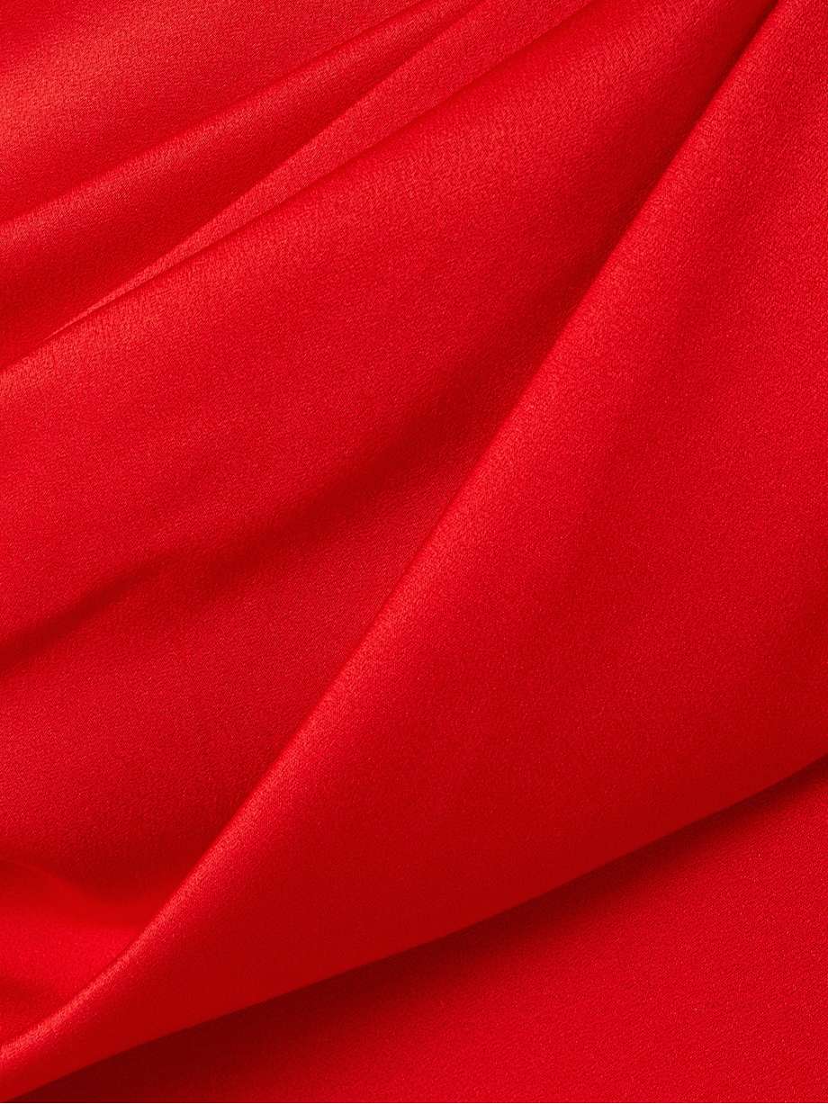 strapless draped satin-crepe gown