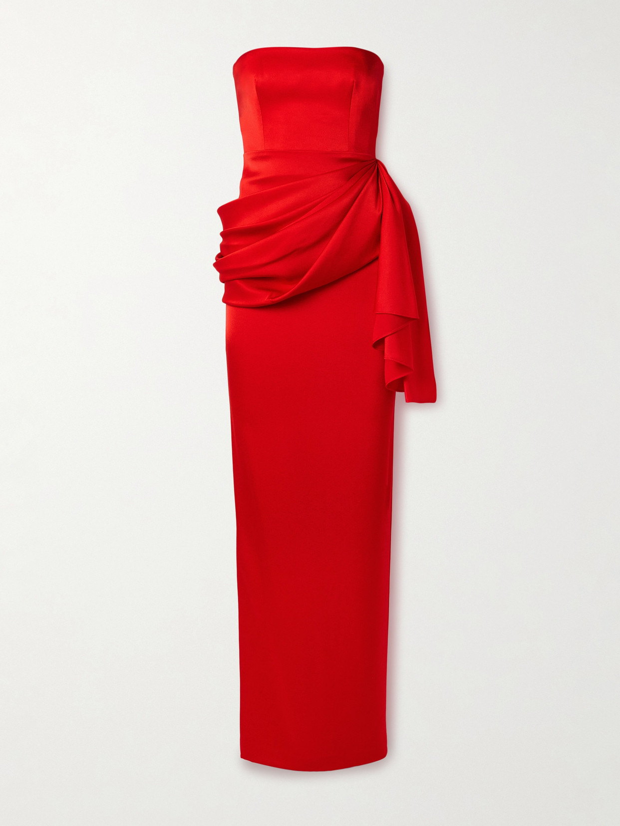 Alex Perry Strapless Draped Satin-crepe Gown In Red
