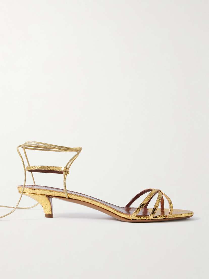 Paris Texas Linda Metallic Snake-effect Leather Sandals