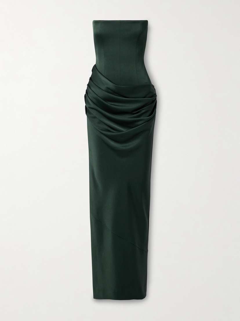 Alex Perry Strapless Draped Satin-crepe Gown