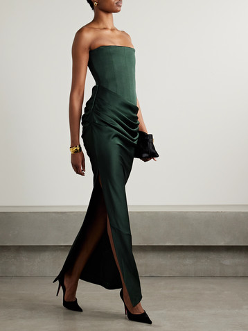 Alex Perry Strapless draped satin-crepe gown