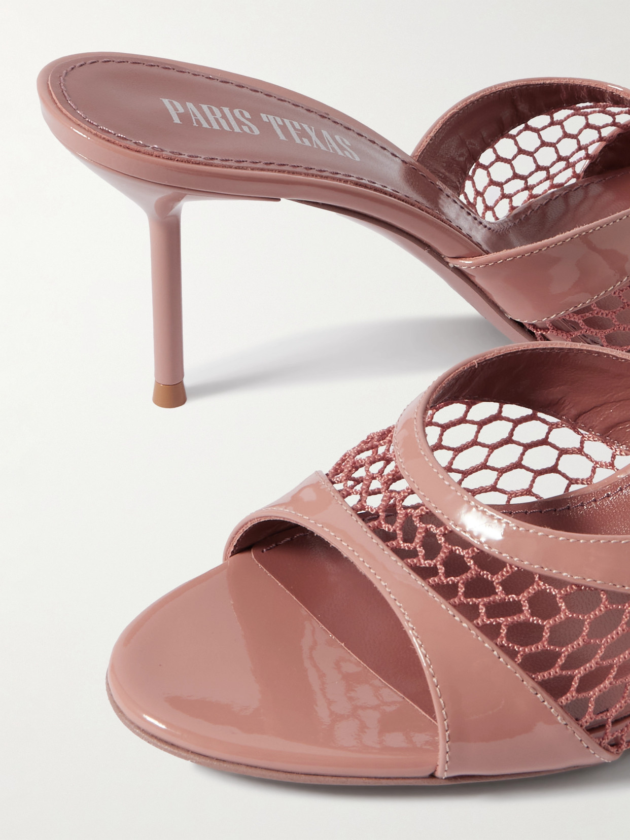 Paris Texas Lidia Patent-leather And Mesh Sandals In Pink