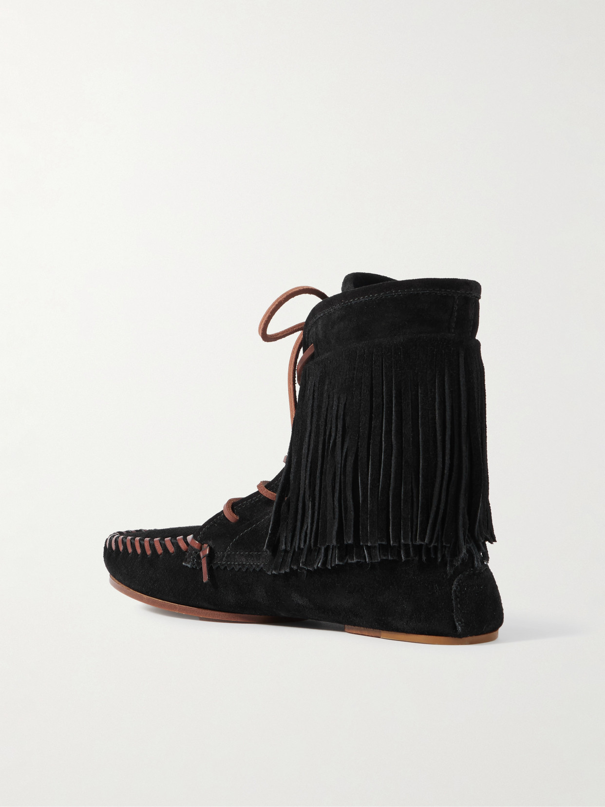 PARIS TEXAS INDIANA FRINGED SUEDE ANKLE BOOTS
