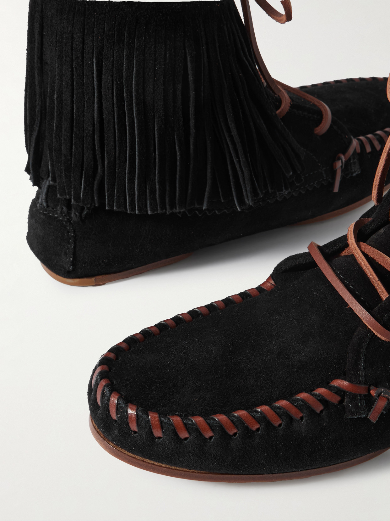 PARIS TEXAS INDIANA FRINGED SUEDE ANKLE BOOTS