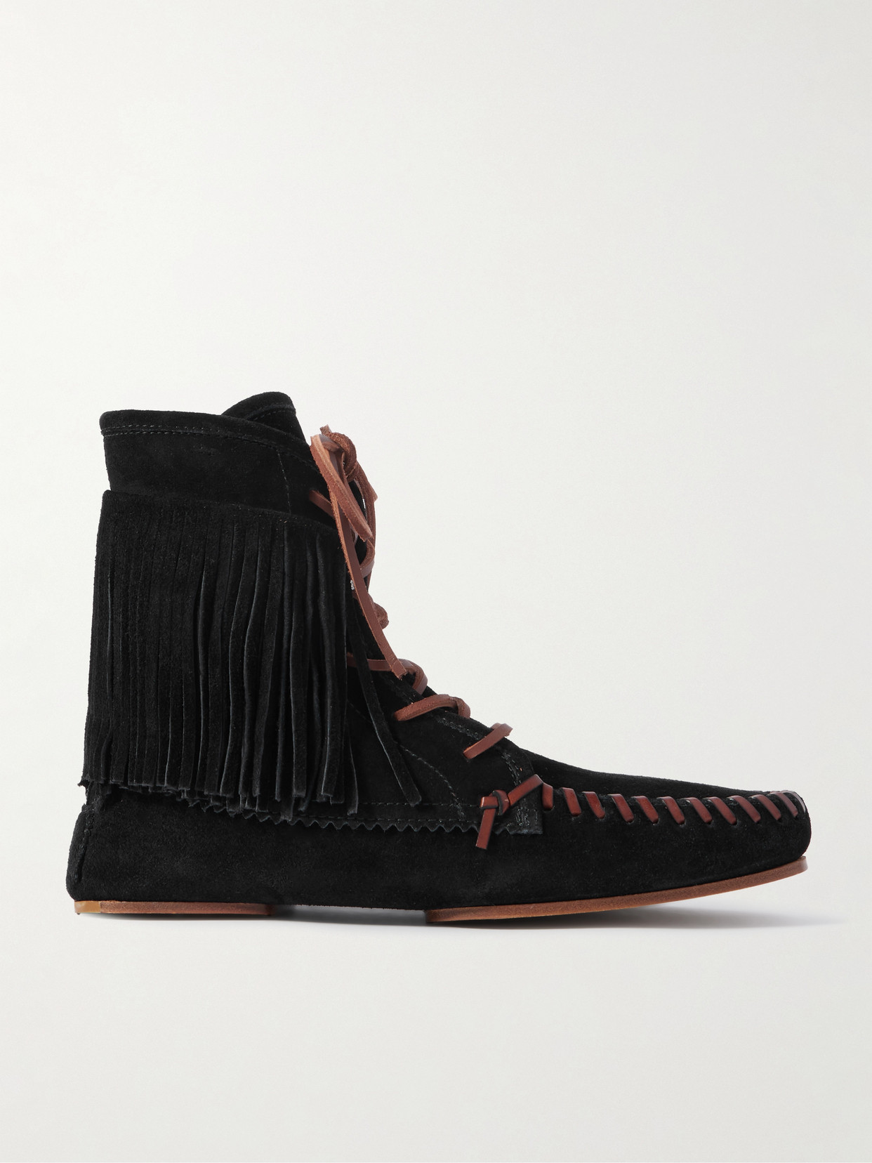 Paris Texas Indiana Fringed Suede Ankle Boots In Black