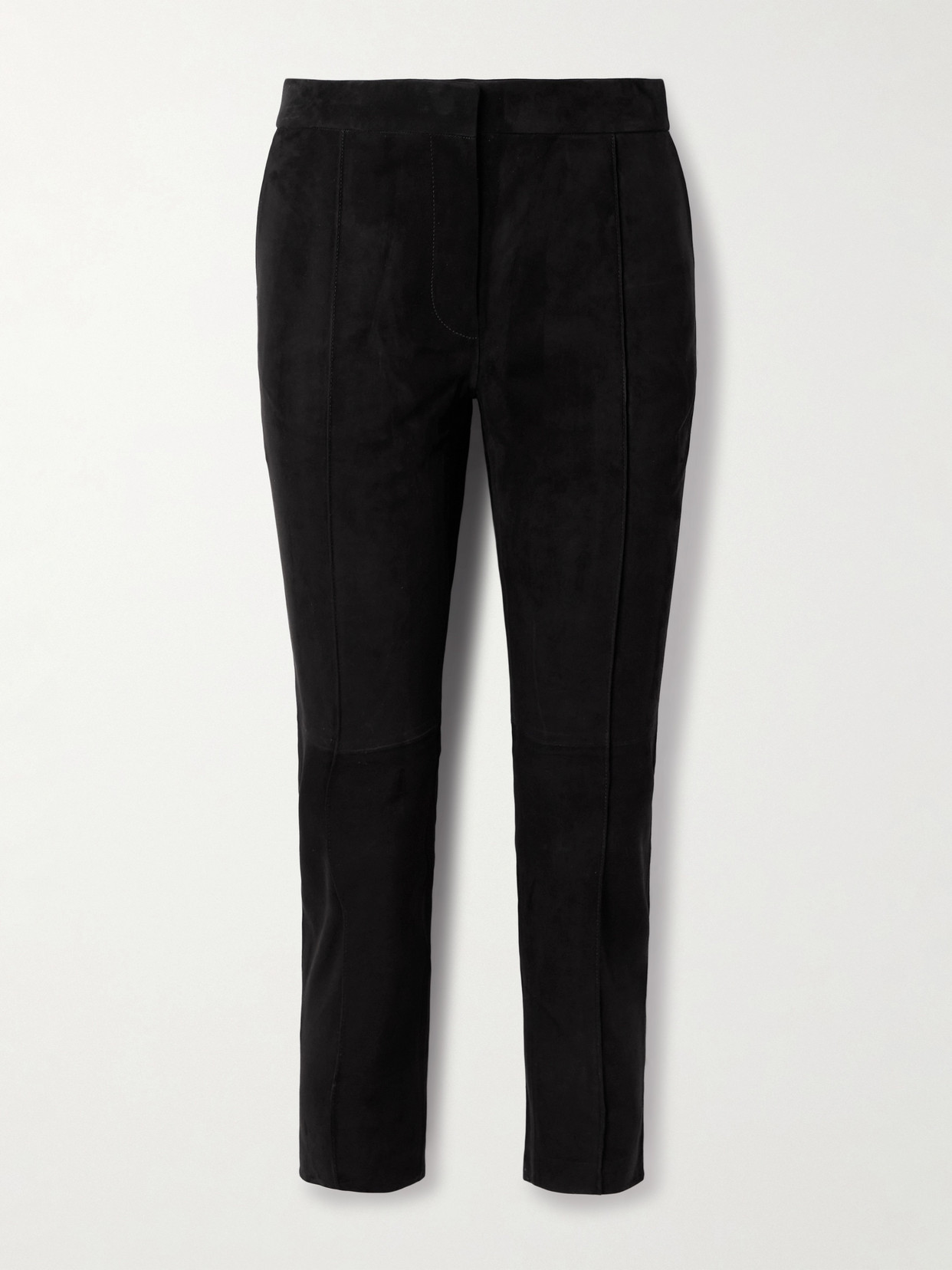 Alex Perry Cropped Slim-leg Suede Pants In Black