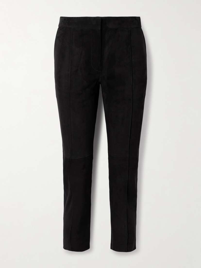 Alex Perry Cropped Slim-leg Suede Pants