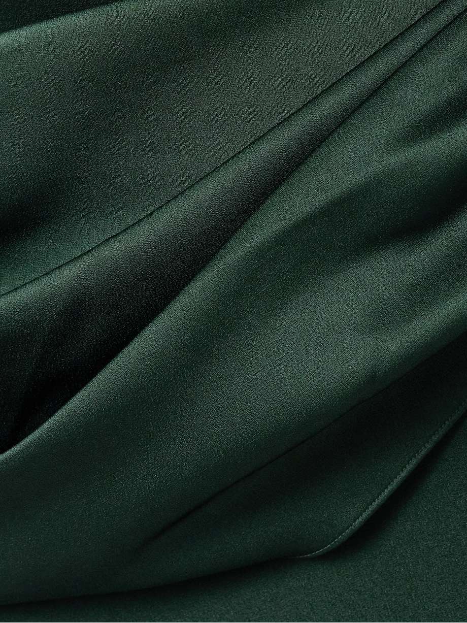 strapless draped satin-crepe midi dress
