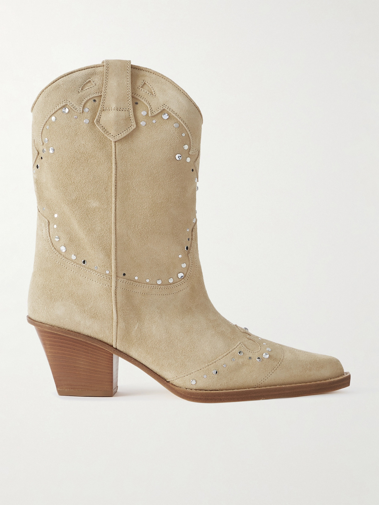 Paris Texas Janice Embellished Suede Cowboy Boots In Ecru