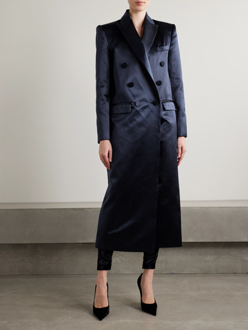 Alex Perry Double-breasted cotton and silk-blend satin coat
