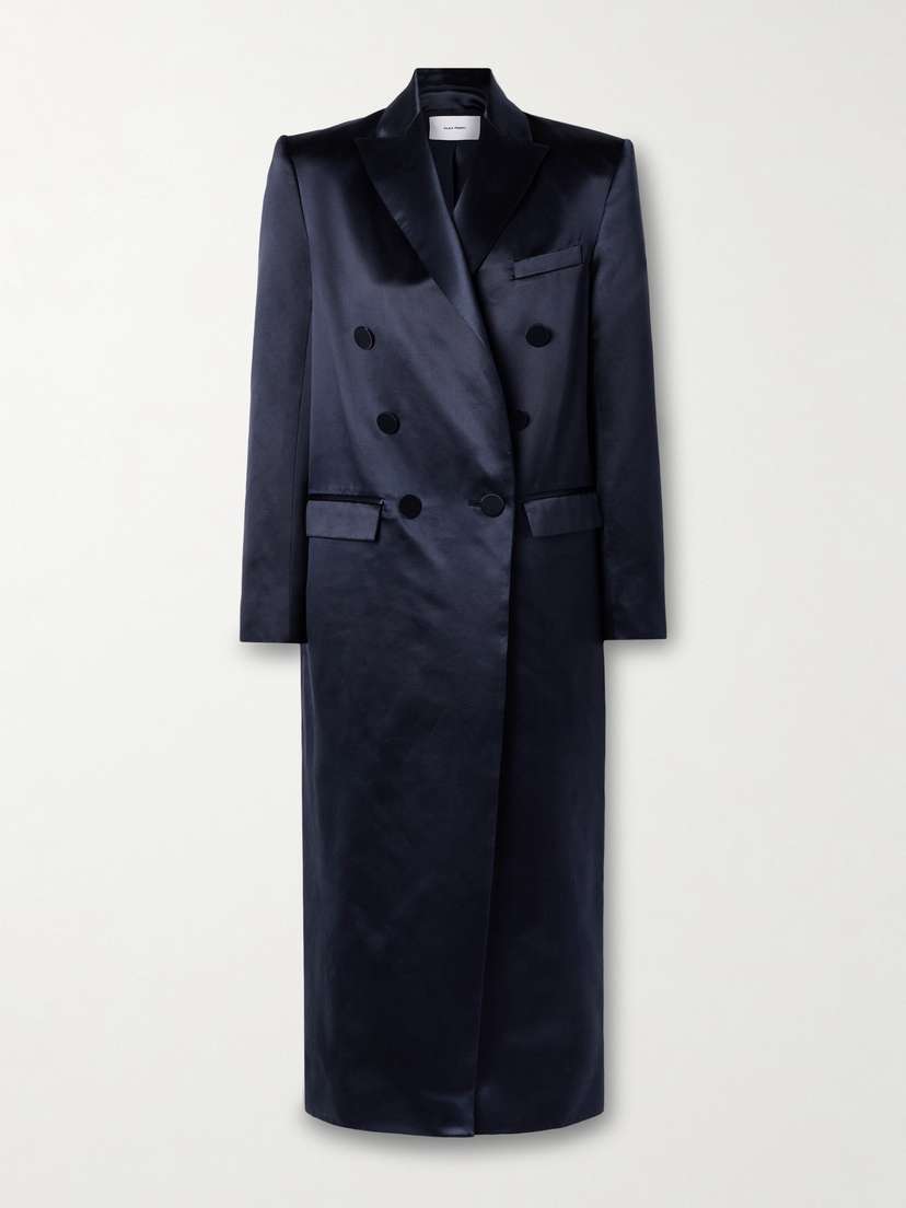 Alex Perry Double-breasted Cotton And Silk-blend Satin Coat