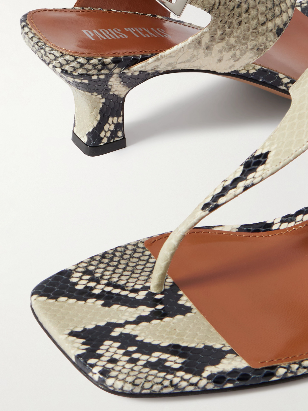 Paris Texas Portofino Snake-effect Leather Sandals In Animal Print