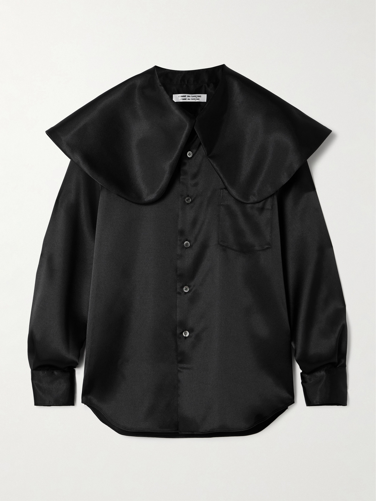 Comme Des Garçons Layered Satin Blouse In Black