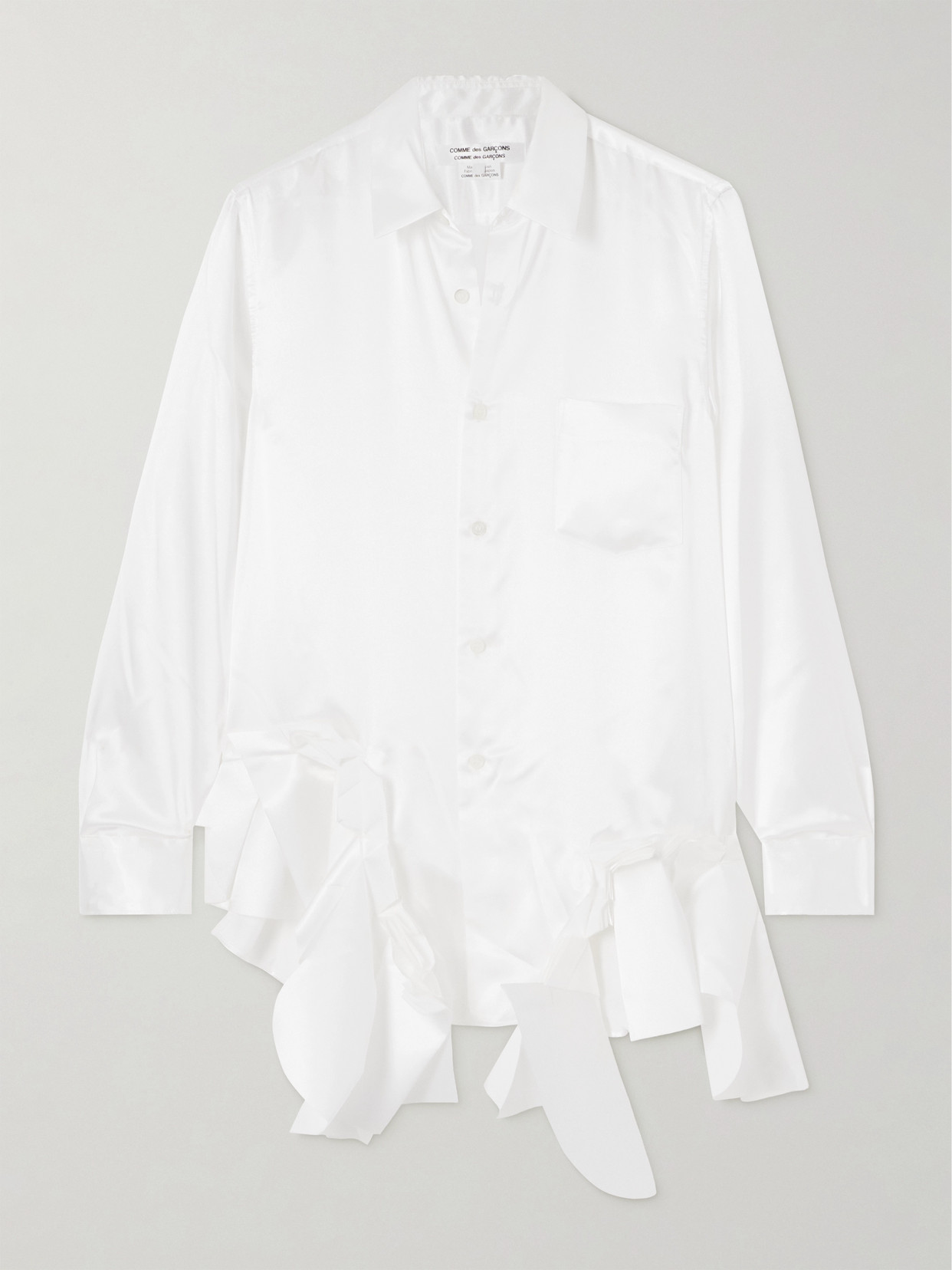 Comme Des Garçons Ruffled Satin-twill Shirt In White