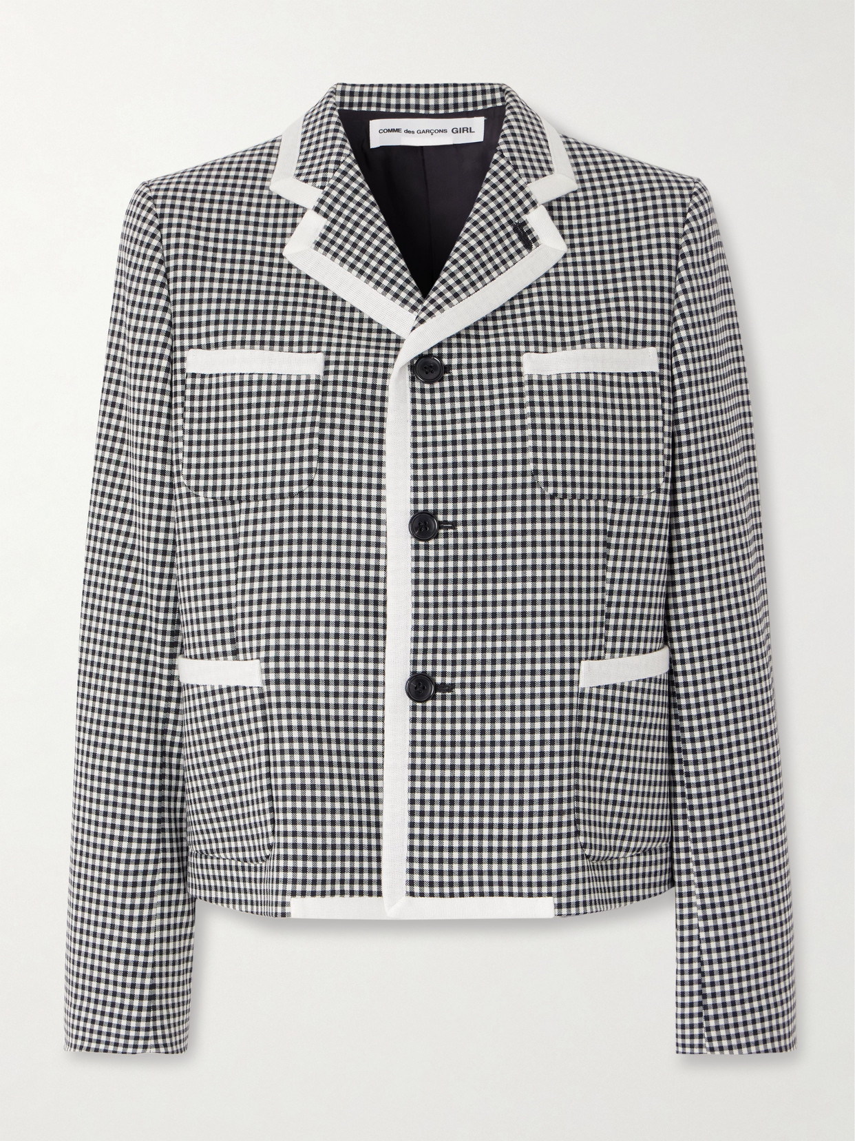 Comme Des Garcons Girl Checked Wool Jacket In Gray