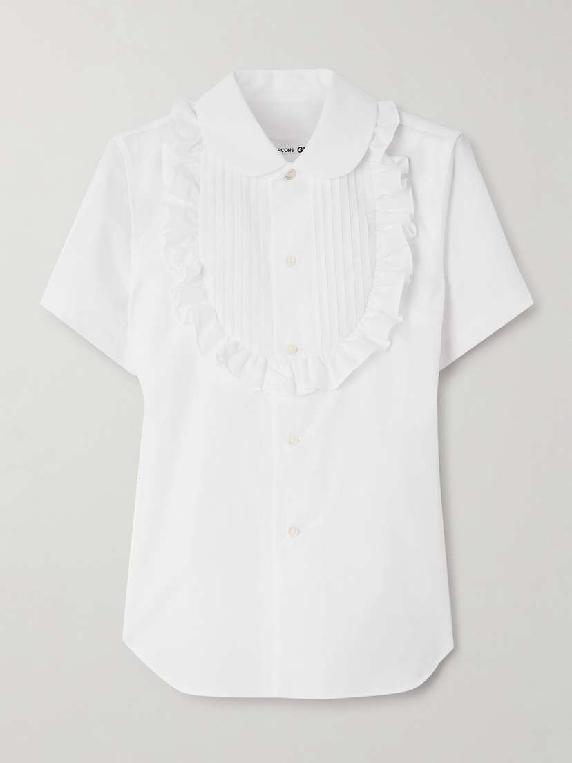 Comme des Garçons GIRL Pleated Ruffled Cotton-poplin Shirt