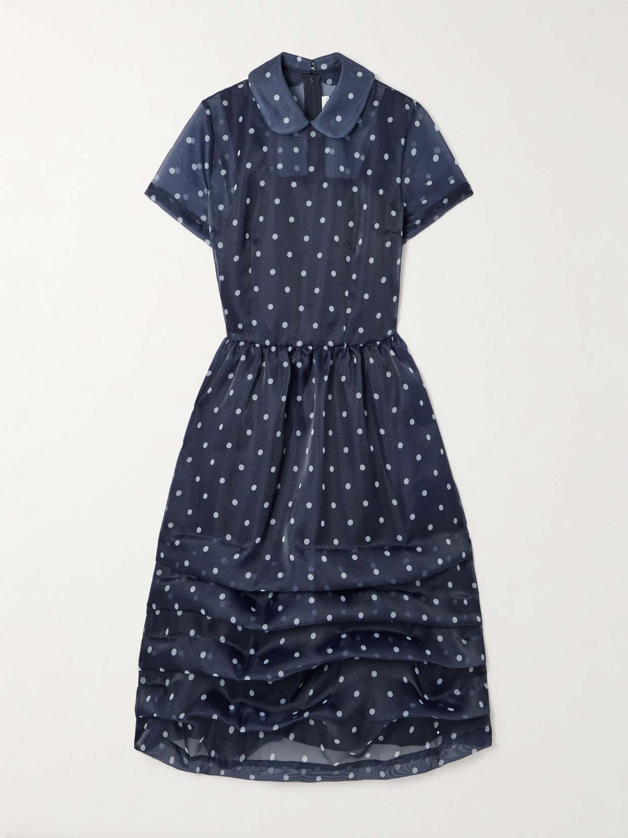 Comme Des Garcons Girl Tiered Polka-dot Organza Midi Dress In Blue