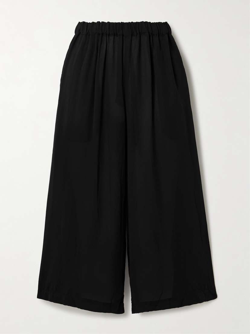 Comme des Garçons Comme des Garçons Cropped Crepe De Chine Wide-leg Pants