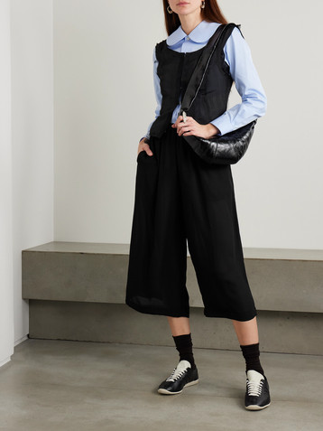 Comme Des Garçons Cropped crepe de chine wide-leg pants