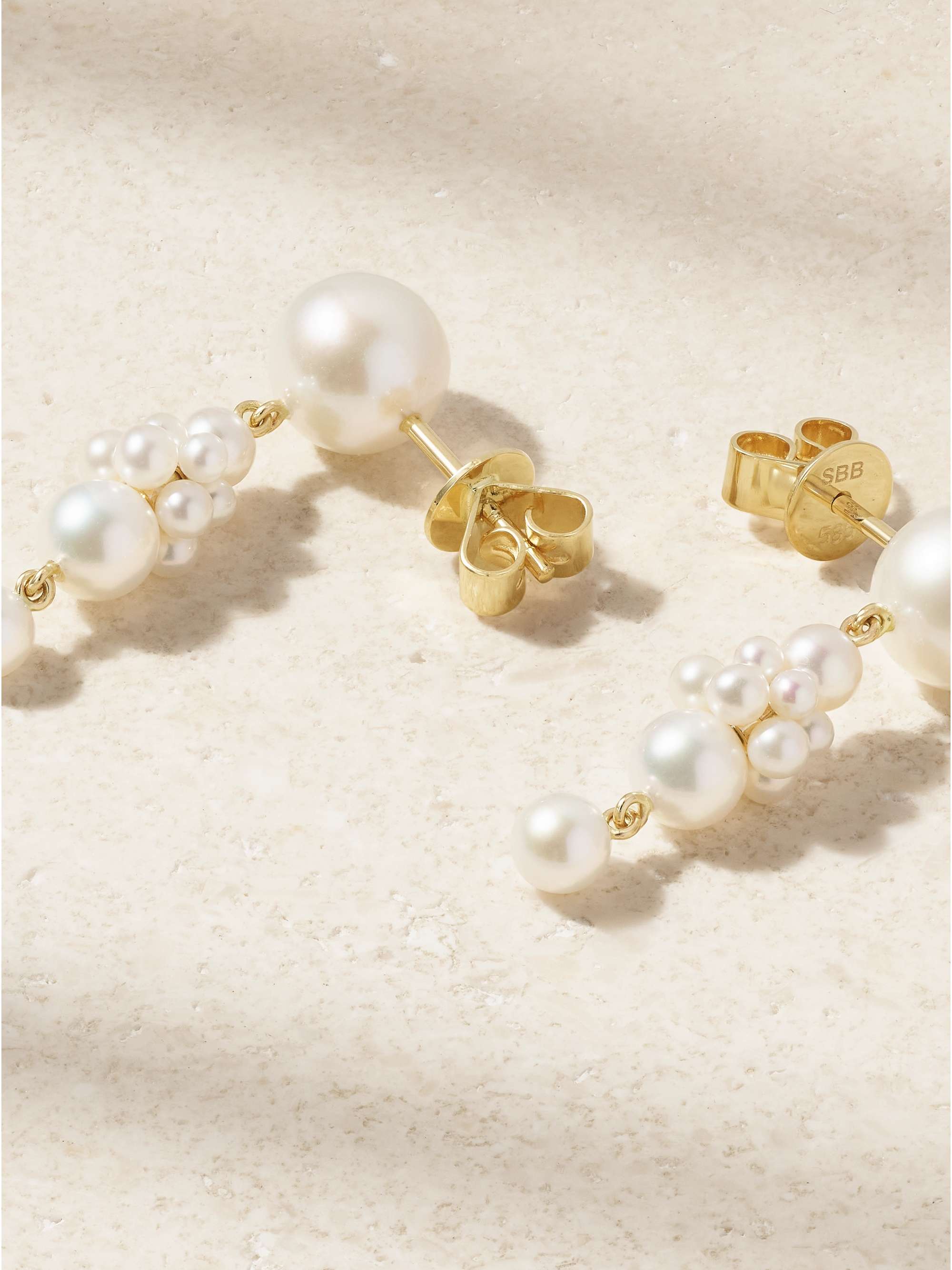 SOPHIE BILLE BRAHE Petite Tulip 14-karat gold pearl earrings