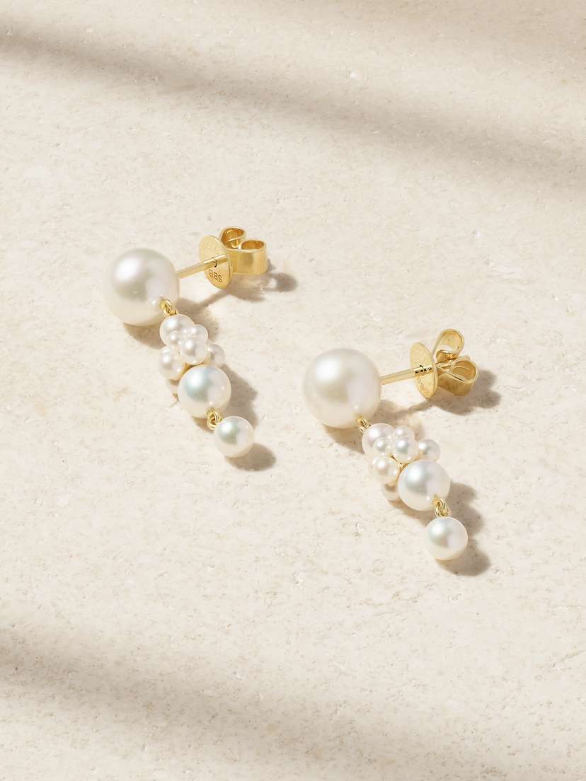 Sophie Bille Brahe Petite Tulip 14-karat Gold Pearl Earrings