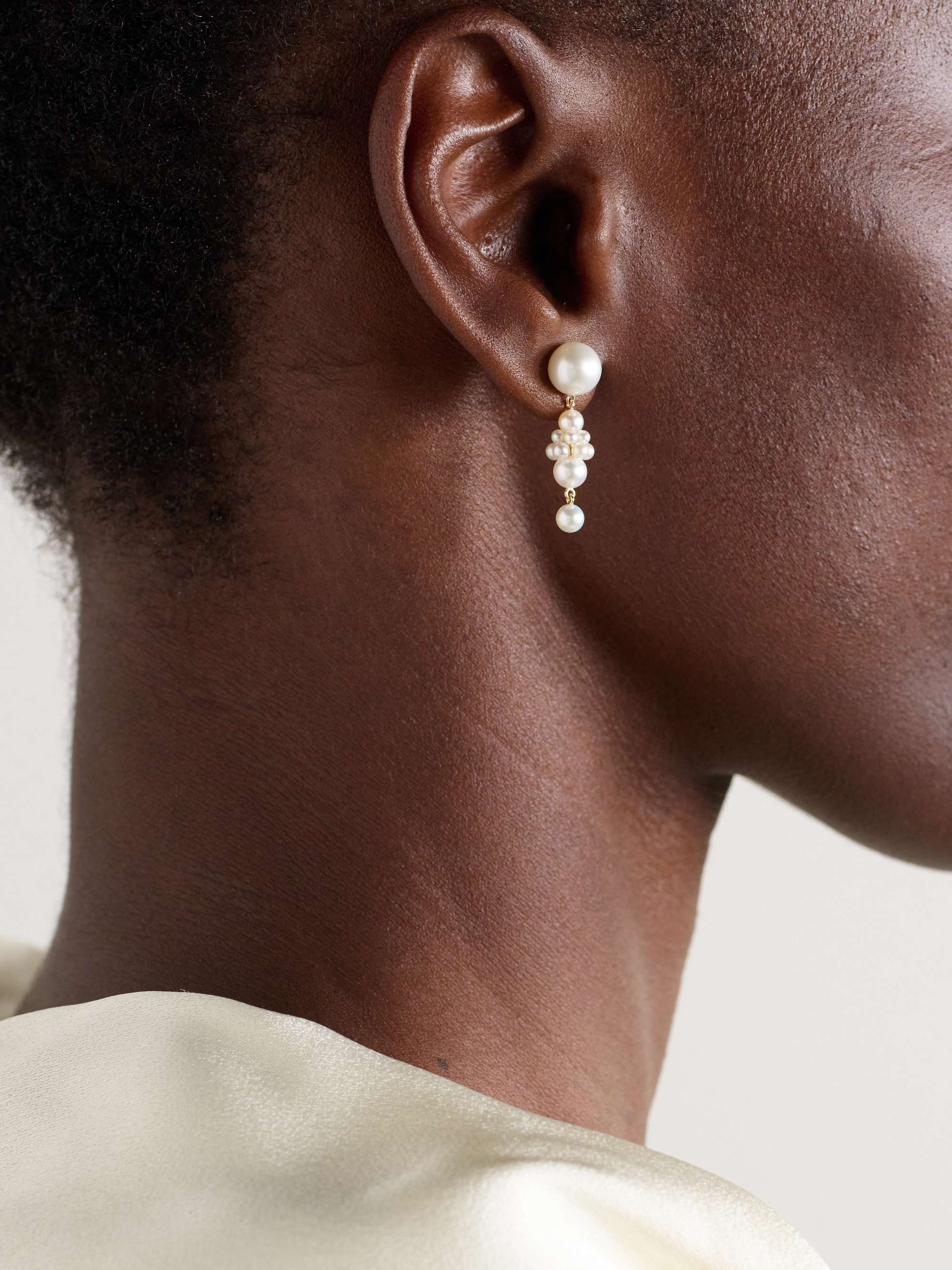 SOPHIE BILLE BRAHE Petite Tulip 14-karat gold pearl earrings