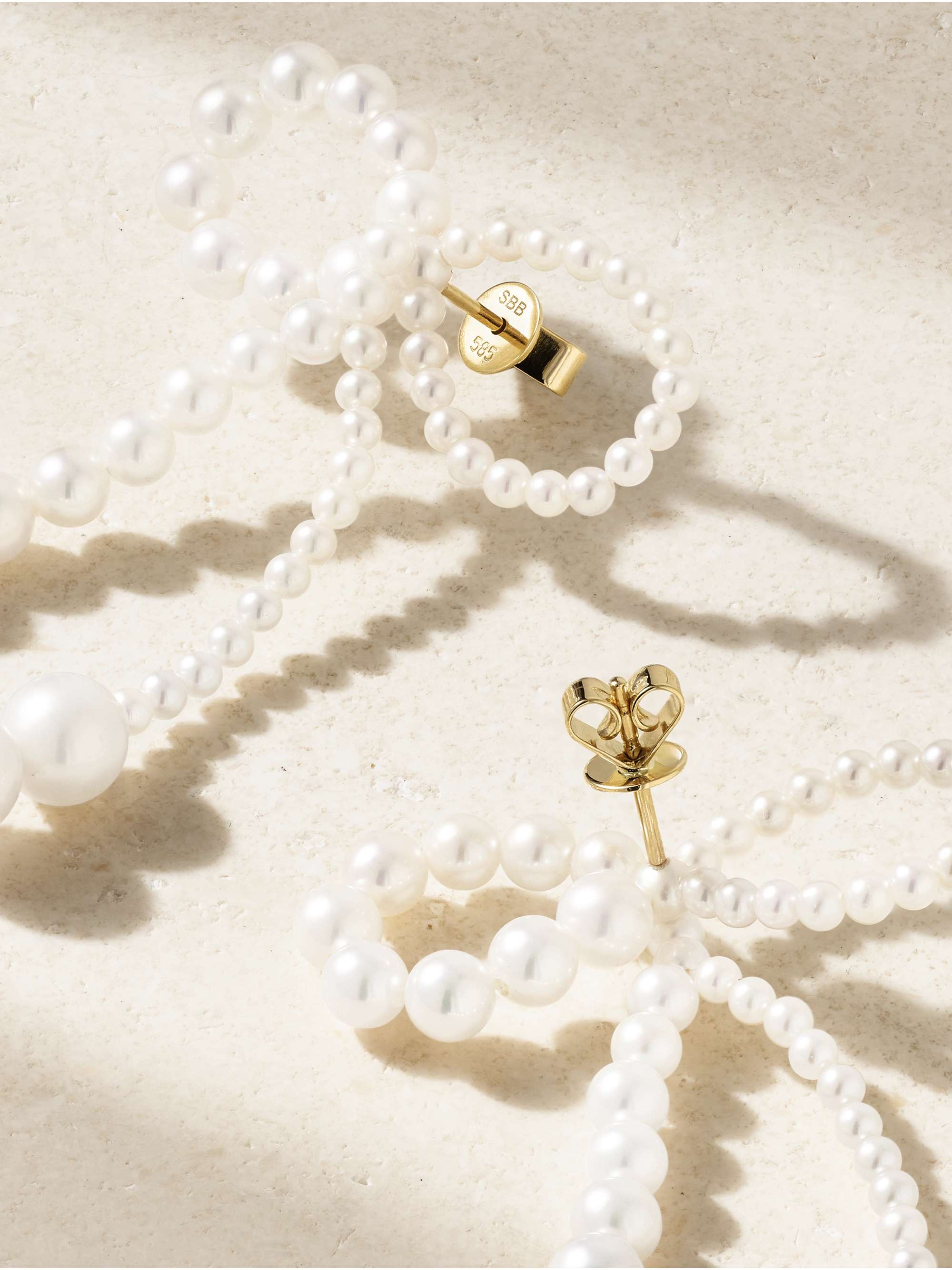 SOPHIE BILLE BRAHE Grand Rosette 14-karat gold pearl earrings