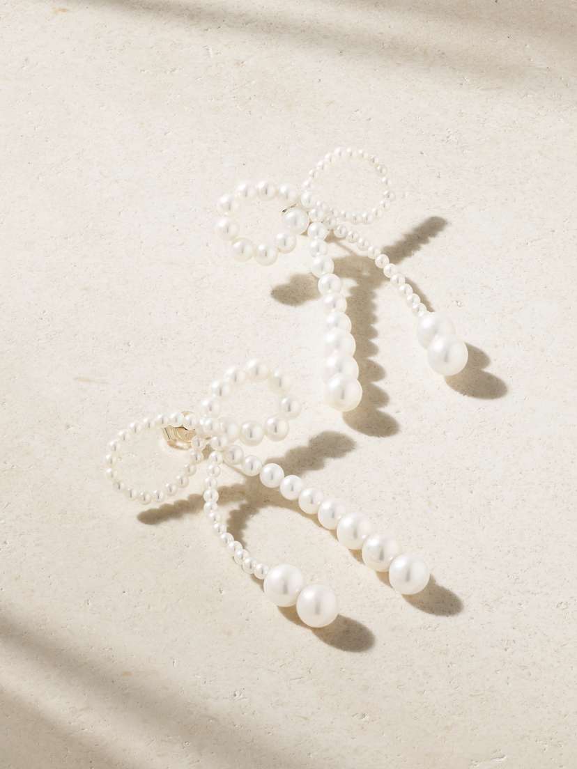 Sophie Bille Brahe Grand Rosette 14-karat Gold Pearl Earrings