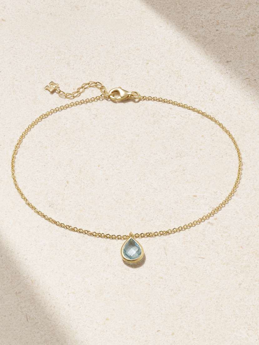 Mateo 14-karat Gold Topaz Anklet