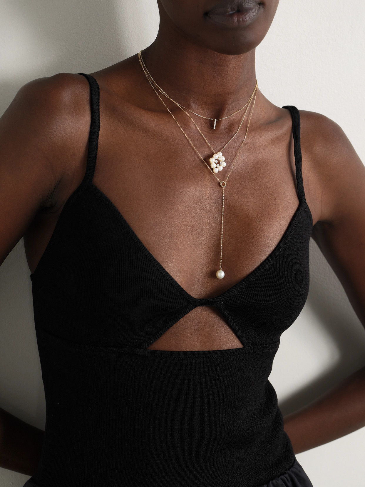 Mateo 14-karat Yellow And White Gold, Pearl And Diamond Necklace In Gold