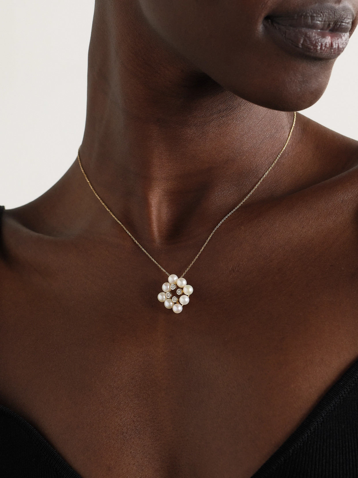 Mateo 14-karat Yellow And White Gold, Pearl And Diamond Necklace In Gold
