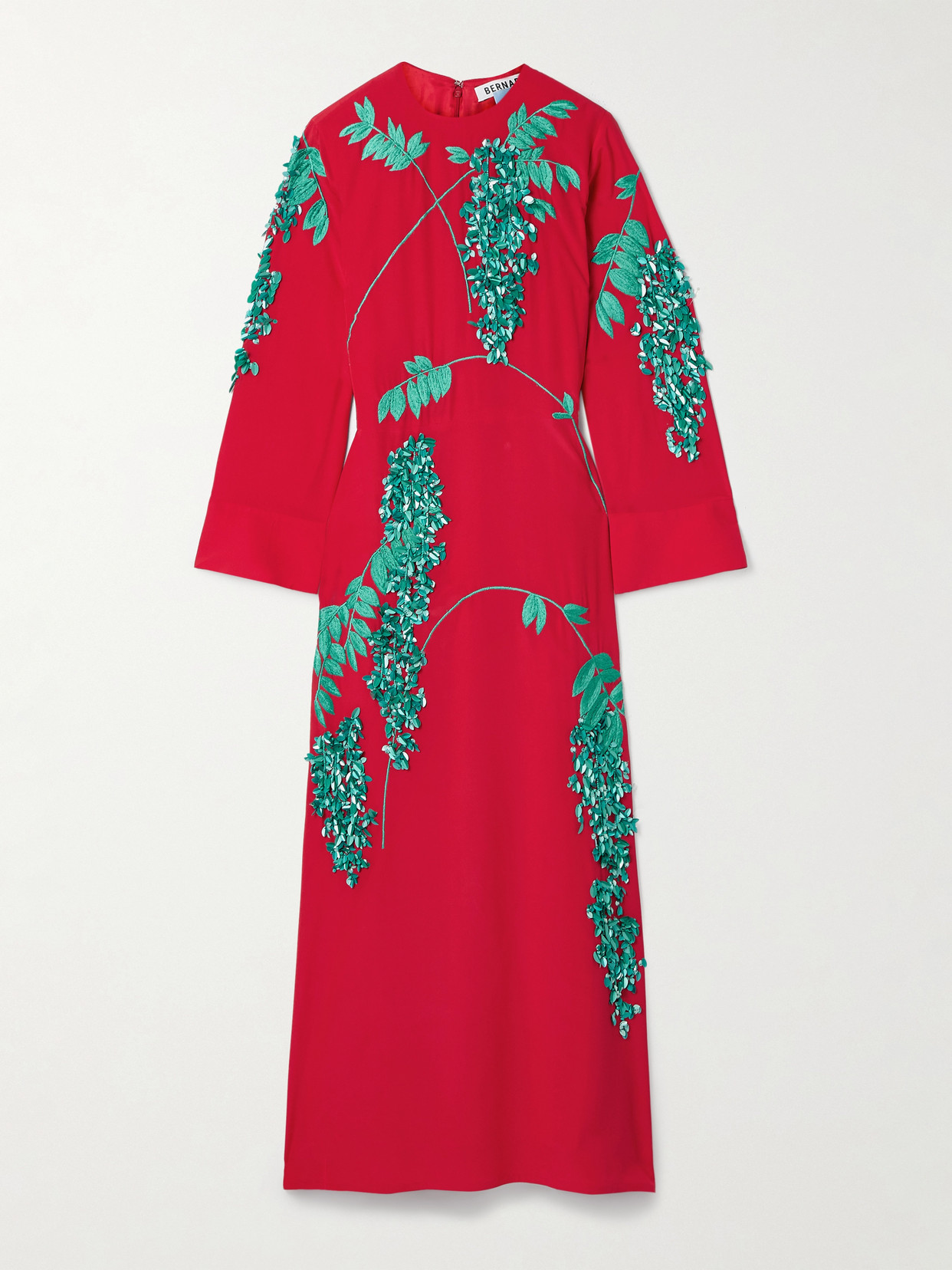 Bernadette Harry Embellished Embroidered Silk Crepe De Chine Midi Dress