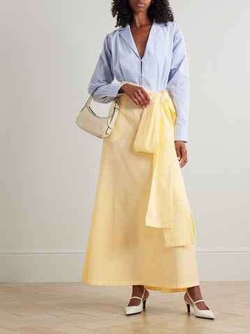 Bernadette Clarence belted striped cotton-seersucker maxi shirt dress