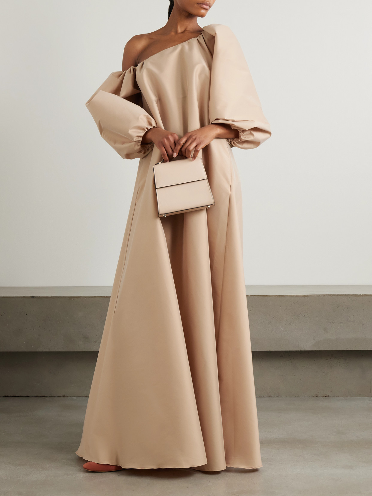 Bernadette Nathalie Off-the-shoulder Taffeta Gown In Neutrals