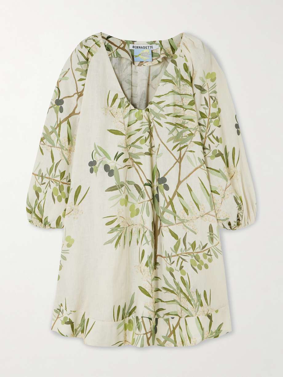 georgette printed linen mini dress